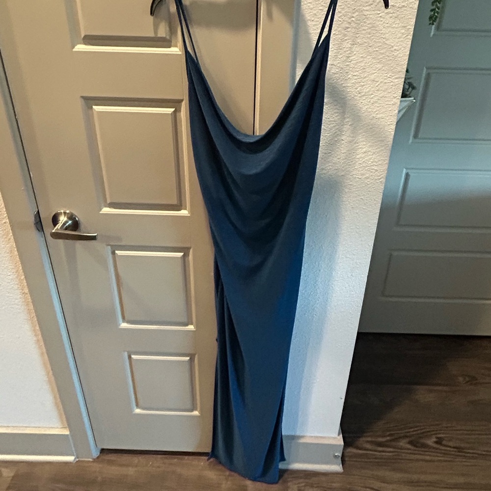 Blue Cowl Cocktail Dress